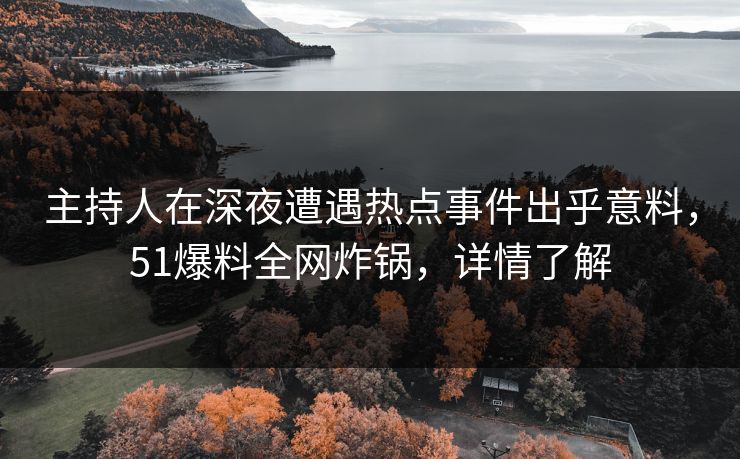 主持人在深夜遭遇热点事件出乎意料，51爆料全网炸锅，详情了解