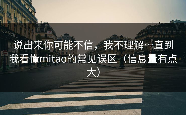 说出来你可能不信,我不理解…直到我看懂mitao的常见误区(信息量有点大) 说出来你可能不信,我不理解…直到我看懂mitao的常见误区(信息量有点大)