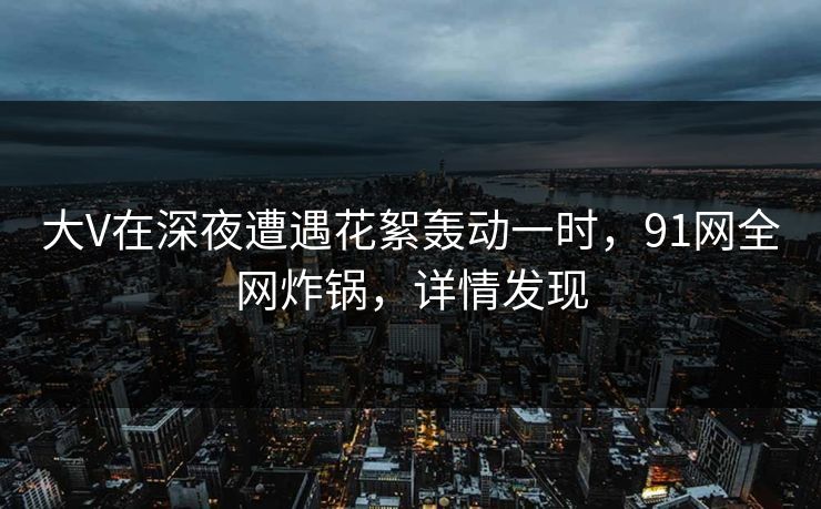大V在深夜遭遇花絮轰动一时，91网全网炸锅，详情发现