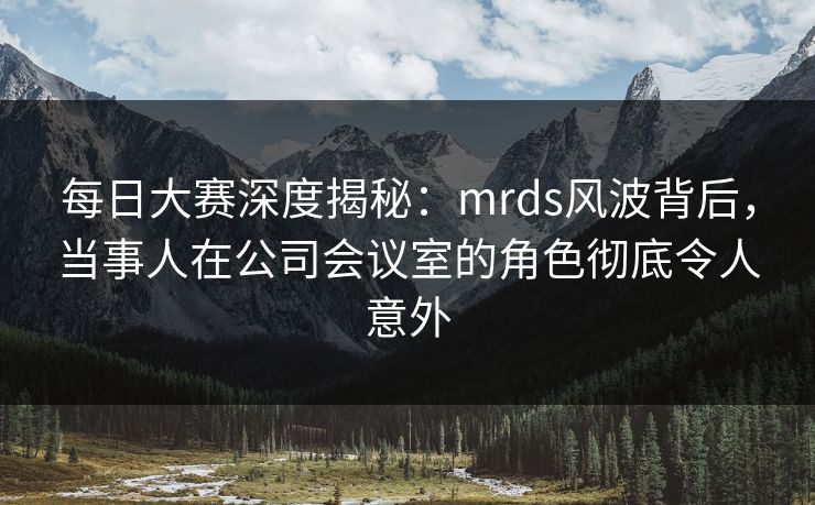 每日大赛深度揭秘：mrds风波背后，当事人在公司会议室的角色彻底令人意外